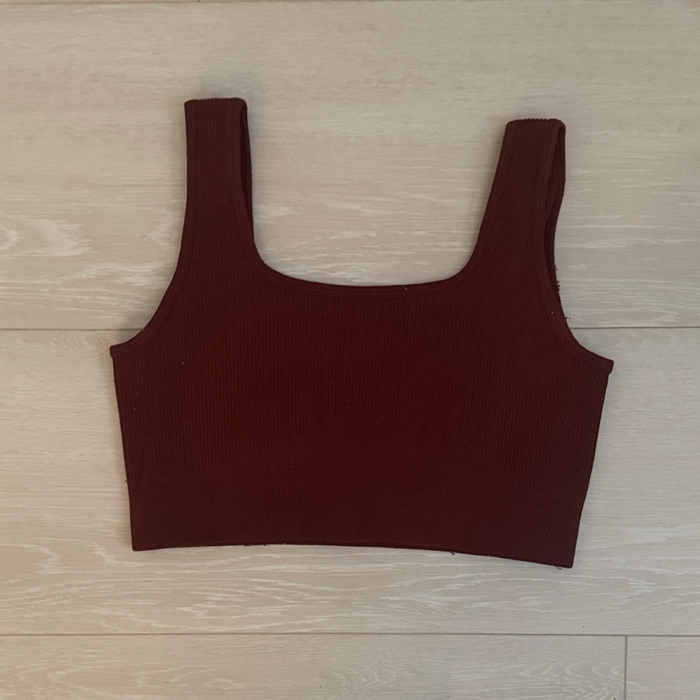 3/$10 Basic Brown Ribbed Crop Top